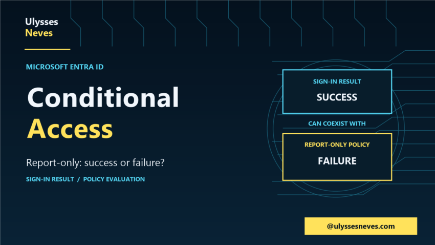 Conditional Access report-only: a successful sign-in can coexist with a report-only policy failure.